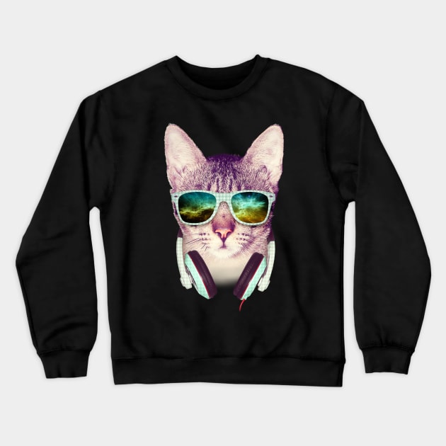 Hipster Cat Crewneck Sweatshirt by mullian